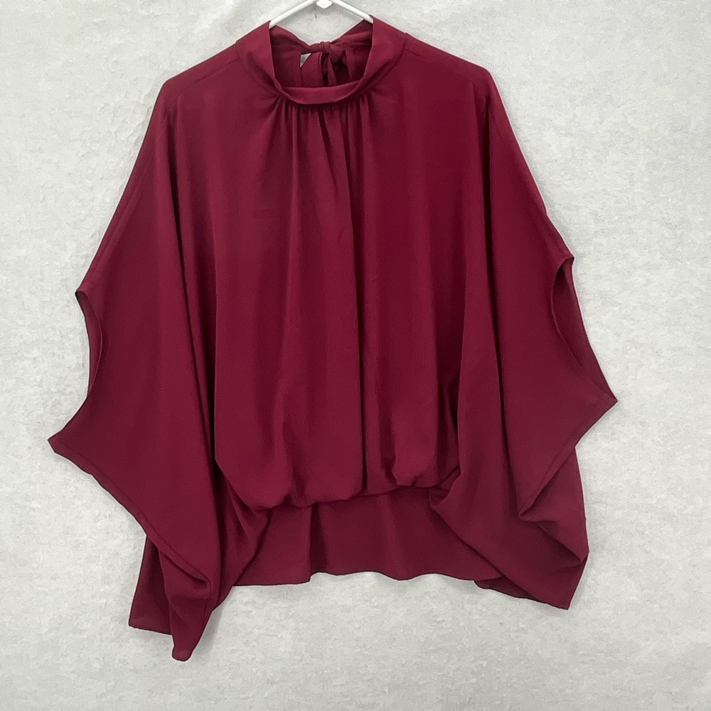 NWOT Vici Blouse‎ Poncho Style Wine XL